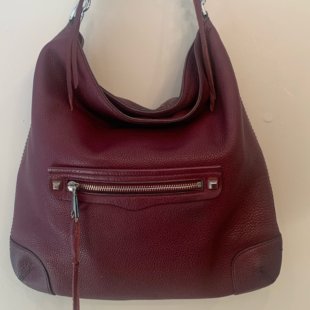 Rebecca Minkoff burgundy genuine leather hobo slouch bag